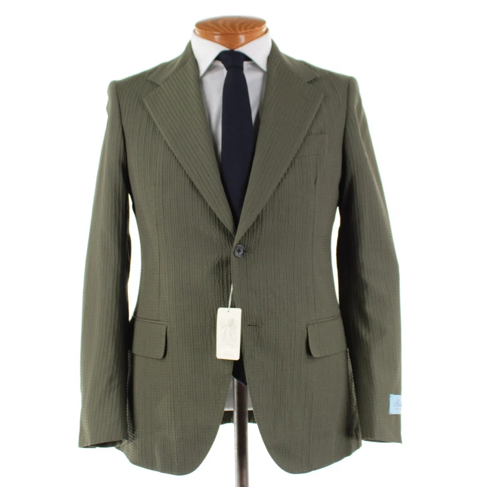 Abrigo deportivo Belvest nuevo con etiquetas mezcla de algodón talla 48R (38R EE. UU.) en verde Seersucker Foto 1 de 4