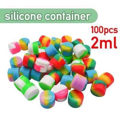 100-300 piezas Contenedor Silicona Tarro Antiadherente Colores Mezclados Redondo Lote Al Por Mayor 2 ml Foto 1 de 4