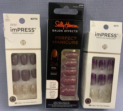 3 conjuntos de unhas falsas - Impress e Sally Hansen - Imagem 1 de 4