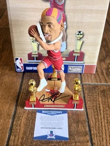 DENNIS RODMAN Signed Chicago Bulls NBA 3X Champion Bobblehead The Last Dance BAS - Picture 1 of 12