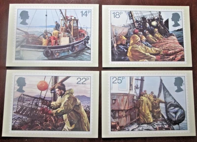GB PHQ CARDS 1981 -FISHING  BACK - FDI  FULL SET USED FREE POST UK - Image 1 of 2