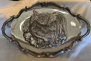 "BANDEJA PARA SERVIR GALLO PELTRE LENOX 23""x15"" RETIRADA Acción de Gracias, Fiestas" - Imagen 1 de 11