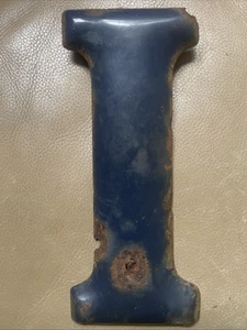Vintage Porzellan Buchstabe "I" Golf 10" Tankstellenschild Festzelt blau 50er Metall - Bild 1 von 7