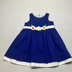 Florence Eiseman Blue White Layered Lined Dress Appliqué Flowers Toddler Girl 2T - Picture 1 of 16