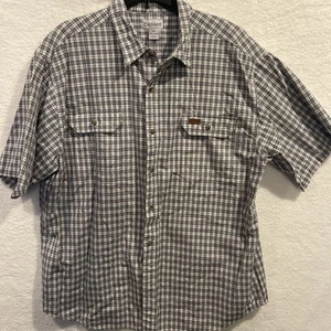 Camicia Carhartt uomo 2XL vestibilità ampia peso medio manica corta a quadri nera abbigliamento da lavoro - Foto 1 di 11