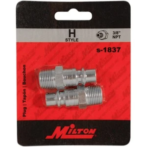 Enchufes estilo H Milton 3/8" macho NPT acero enchufes de liberación rápida S-1837 paquete de dos - Imagen 1 de 3