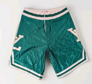 Vintage Gus Macker Basketball Shorts Silky Green Elastic-Waist Size 2XL Made Usa - Picture 1 of 10