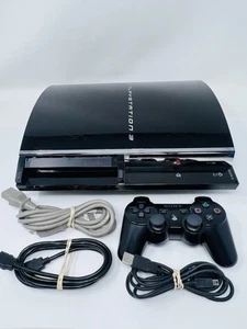 Sony PlayStation 3 Black 80GB Console CECHE01 Backwards Compatible PS3 PS2 PS1 - Picture 1 of 16