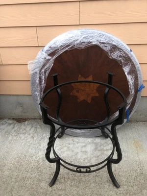 Powell Hamilton Dining Table #697-413 Round Wooden Table w/ Inlaid Star.  - Image 1 of 4