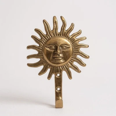 Brass Wall Hook Sun Celestial Greek God Key Hanger MCM 5"x3½" Vintage Décor EUC  - Image 1 of 4