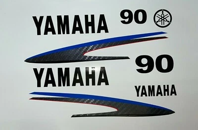 YAMAHA 4 STROKE Yamaha carbon fiber & black outboard decals stickers yamaha 40 hp - 90 hp