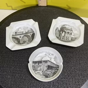 3 posacenere città tedesca porcellana reale Baviera Weisbaden Newbergbahn Rhein Hall - Foto 1 di 13