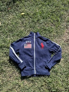 Polo Ralph Lauren Boy's Blue Logo Long Sleeve Full-Zip Track Jacket Size S - Picture 1 of 5