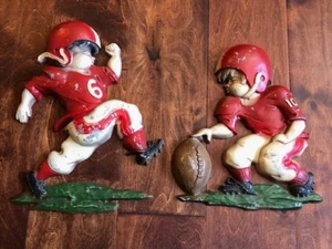 2 Appendiabiti da Parete Vintage Metallo Sexton 1970 Rosso Calcio Bambini Giocatori Made in USA - Foto 1 di 5