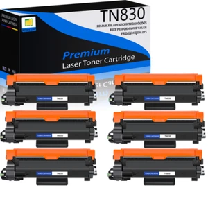 6PK TN830 Black High Yield Toner Cartridge for Brother HL-L2465DW HL-L2467DW - Picture 1 of 23