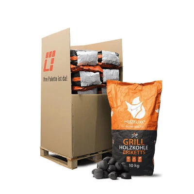 HEIZFUXX Palette 20×10 kg 200 kg Grillbriketts – BBQ | Holzkohle Brikett Gastro Smoker