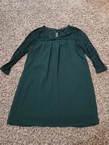 Women's Dress Size S Green Sheer Lace Floral Boho 3/4 Sleeve Fancy Bridal - Picture 1 of 6