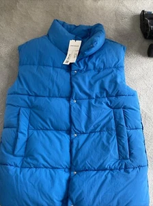 Ladies Zara Blue Sleeveless Puffer Jacket  New With Tags  - Picture 1 of 4
