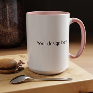 Taza de café rosa 15 oz acento taza personalizada, personalizada, regalo, regalo de cumpleaños - Imagen 1 de 7
