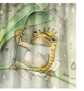 Green Frog King Fabric Shower Curtain Sets Bathroom Decor with Hooks 72 x 72 - Picture 1 of 5