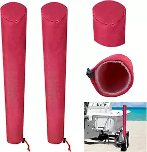 Heavy-Duty Red Boat Trailer Guide Pole Pads and Covers - 1 Pair - Picture 1 of 12