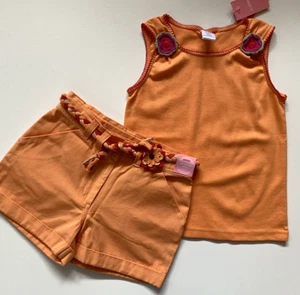 Gymboree Fiesta Del Sol Tank Top & Shorts Braided Belt Orange Girl's Size 8 NWT - Picture 1 of 3