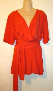 Blusa Top Lane Bryant Talla 22/24 Mujer Plus Naranja Envoltura Frontal Peplum A121 - Imagen 1 de 8