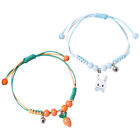 2 Pcs Simple Wrist Chain Braid Wristband Rabbit Couple Bracelet Gift