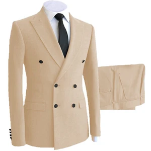 Mens 2pcs Suits Blazer Double Brseated Wedding Groom Tuxedo Jackets Customized - Picture 1 of 34
