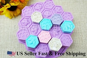 19-Hole Honeycomb Silicone DIY Handmade Soap Candy Chocolate Cake Cookie Mold  - Picture 1 of 6