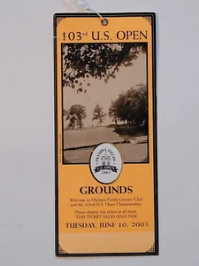 2003 103rd U.S. Open Olympia Fields Golf Club Tuesday Pass Ticket Jim Furyk Wins - Picture 1 of 2
