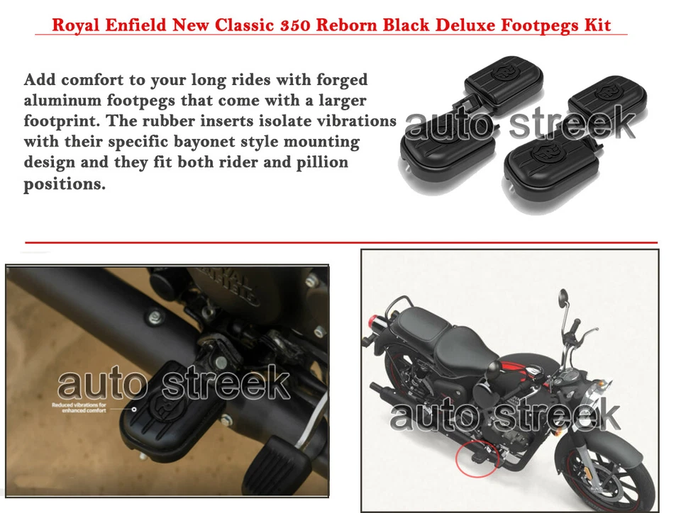 Royal ENFIELD METEOR 350 Deluxe Fußrasten Kit schwarz