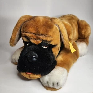 EUC Vintage Steiff Brown Boxer Dog Bobby 80s Ear Button 4045/35 - Picture 1 of 5