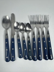 Lote de repuesto de cubiertos vintage Francia Inox azul color retro - Imagen 1 de 13