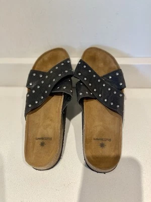 Ruff Hewn "Obion" Harley X Band Slide Sandals Shoes Black Studded Sz 10 - Image 1 of 4