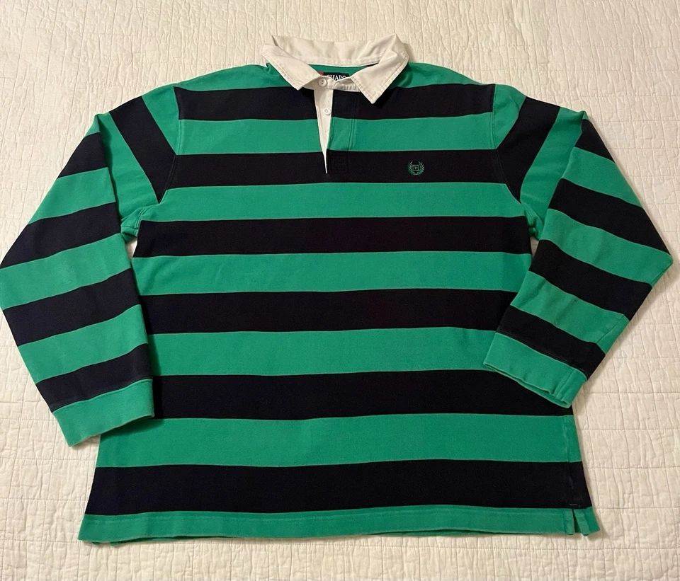 Camisa de Rugby Chaps Para Mujer XL Azul/Verde Estilo Años 90 Manga Larga Preppy Informal Foto 1 de 4