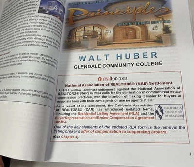 California Real Estate Principles 17th Edition by Walt Huber - Blank Cover Pages - Image 1 of 4