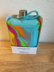 Brumate 8 Oz Liquor Canteen Flask Tie Dye Aqua New In Box - Picture 1 of 5