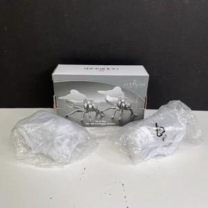 NEW Godinger Nickel Plated Set of Two Bee Salt and Pepper Shakers Silver Art - Picture 1 of 8
