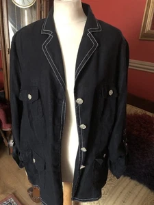 Gelco Linen Summer Blazer Jacket Navy Pit2pit 26in 18-20 Casual Smart City - Picture 1 of 6