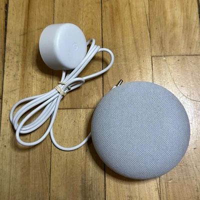 Google Nest Mini Smart Speaker 2nd Gen Chalk Gray w/ Power Adapter Tested Works - Image 1 of 2