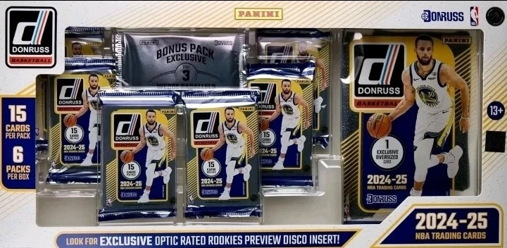 2024-25 Panini DonRuss NBA Basketball Trading Cards Bundle, 6 Packs, 1 Oversized