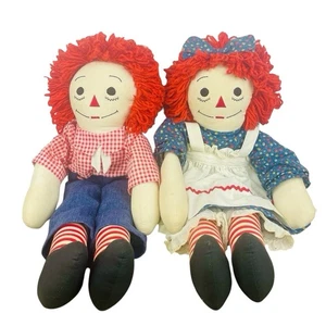Raggedy Ann & Andy Stoffpuppen Originalkleidung Puppenpaar Vintage groß 24 Zoll (2 Fuß) - Bild 1 von 22