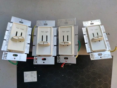 Lote de 4 Piezas Lutron Skylark S2-LFSQ Controles de Atenuador y Ventilador - Almendra. Foto 1 de 4