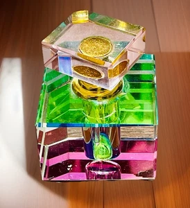 VINTAGE IRISIERENDER REGENBOGEN GLAS KRISTALL FACETTE PARFÜMFLAKON ART DECO - Bild 1 von 9