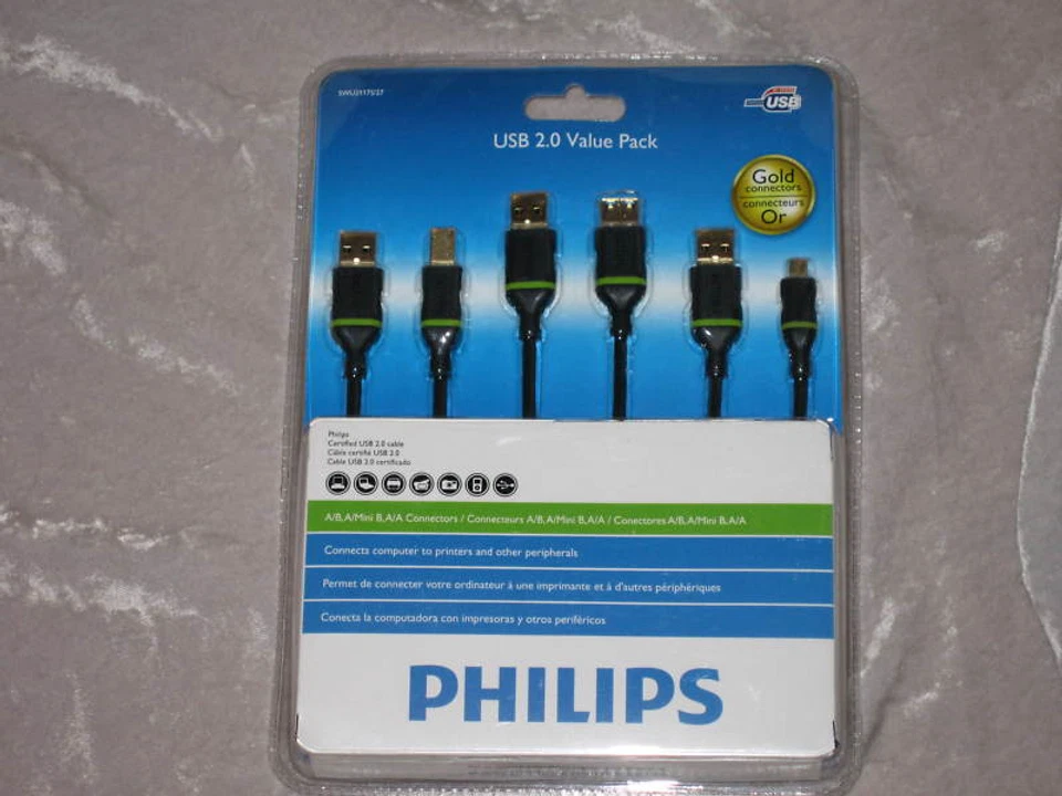 3 Philips 2.0 USB Cables Printer Digital Camera 24k NEW! - Image 1 of 1