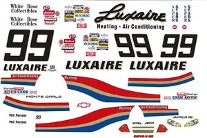 #99 Phil Parson Luxaire Chevy 1/64th - HO Scale Slot Car Decals