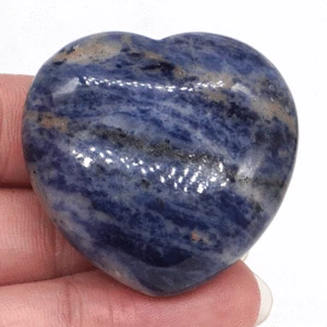 Piedra preciosa natural azul sodalita azul piedra palma corazón de 1,6" tallada regalo de amor - Imagen 1 de 6