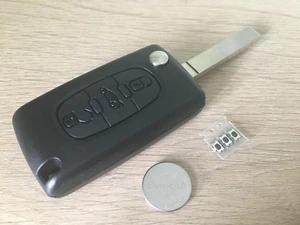 Repair KIT for Peugeot 3 button remote flip key boot button blade without groove - Picture 1 of 3