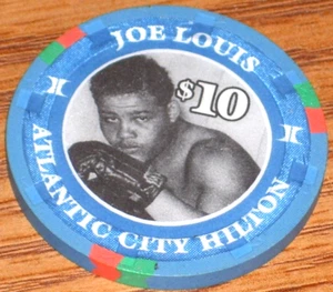 $10 LTD JOE LEWIS H.O.F EDITION GAMING CHIP FROM THE ATLANTIC CITY HILTON CASINO - Imagen 1 de 4